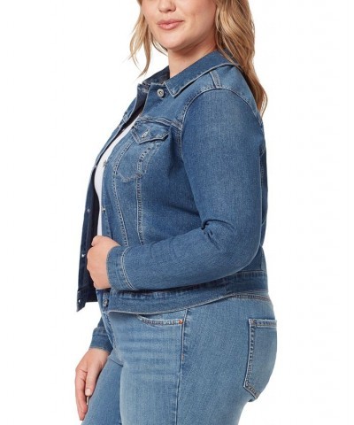 Trendy Plus Size Denim Jacket Tie-Front Blouse & Soft Pants Mercer $22.94 Pants