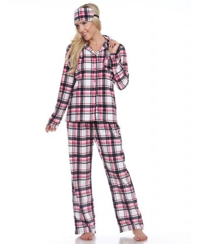 3-Piece Cozy Pajama Set Pink Plaid $21.32 Sleepwear