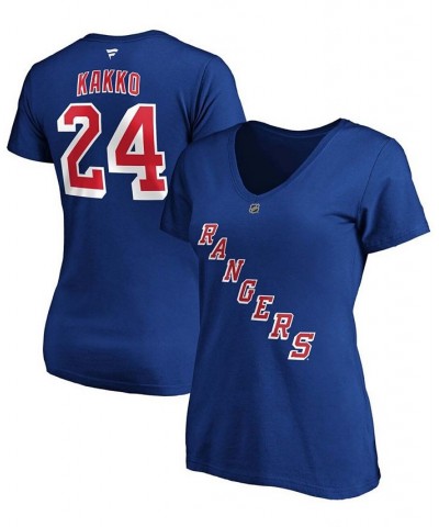 Women's Kaapo Kakko Blue New York Rangers Authentic Stack Name Number V-Neck T-shirt Blue $20.71 Tops