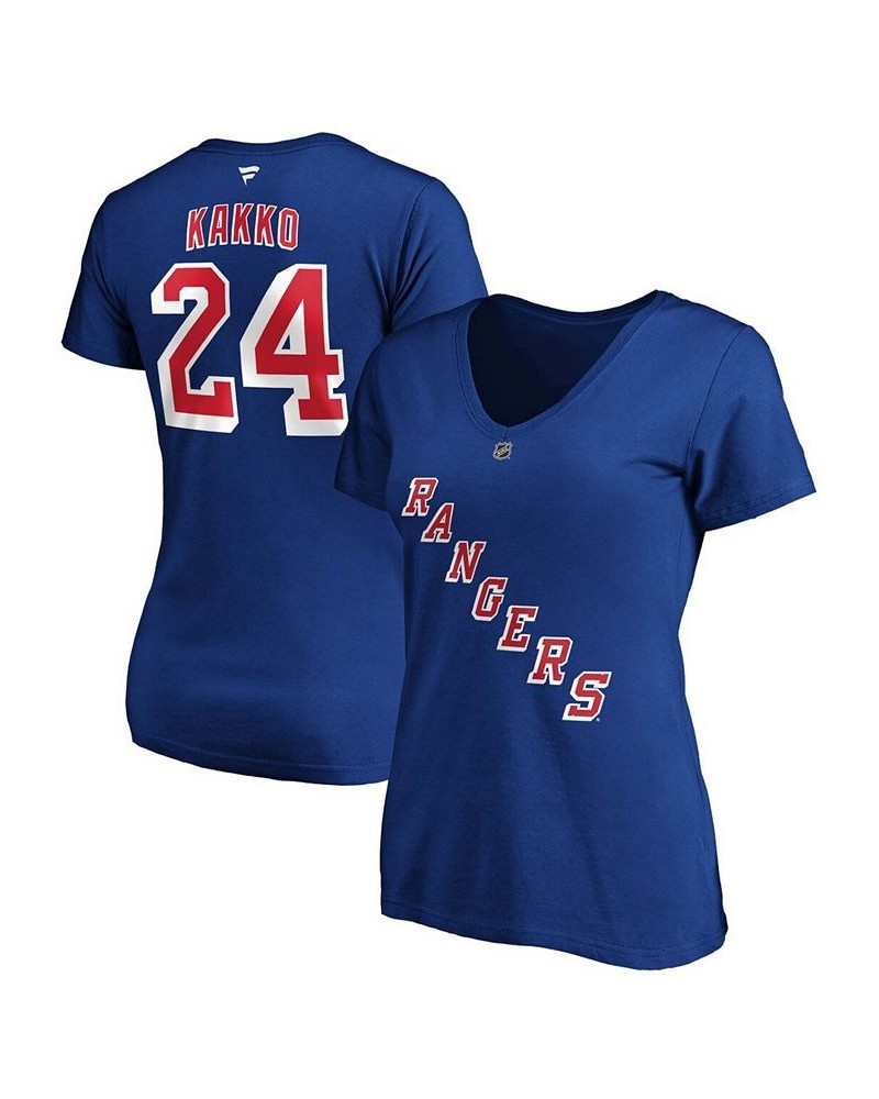 Women's Kaapo Kakko Blue New York Rangers Authentic Stack Name Number V-Neck T-shirt Blue $20.71 Tops