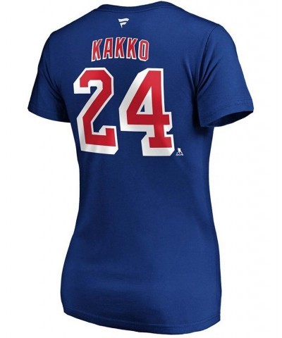 Women's Kaapo Kakko Blue New York Rangers Authentic Stack Name Number V-Neck T-shirt Blue $20.71 Tops