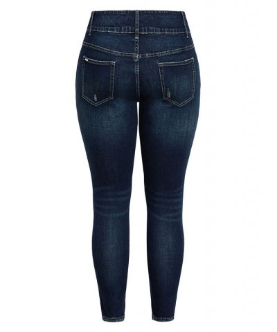 Women's Trendy Plus Size Asha Baby Rip Jean Dark Denim $42.72 Jeans