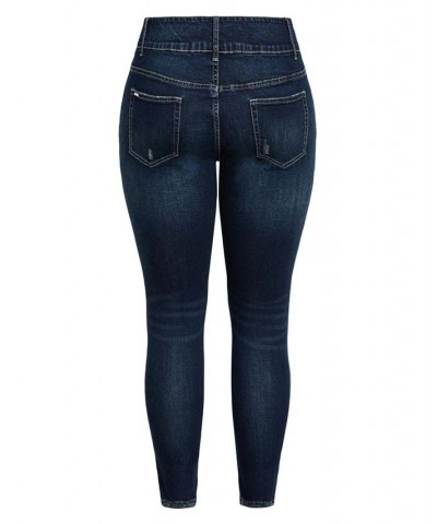 Women's Trendy Plus Size Asha Baby Rip Jean Dark Denim $42.72 Jeans