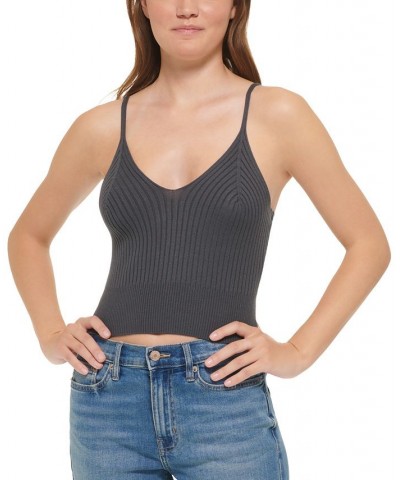 Women's Ribbed Knit Sleeveless Top Brown $16.95 Tops