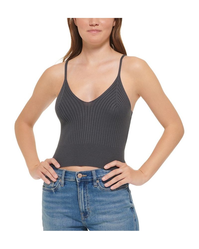 Women's Ribbed Knit Sleeveless Top Brown $16.95 Tops