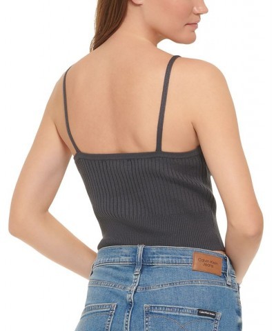 Women's Ribbed Knit Sleeveless Top Brown $16.95 Tops