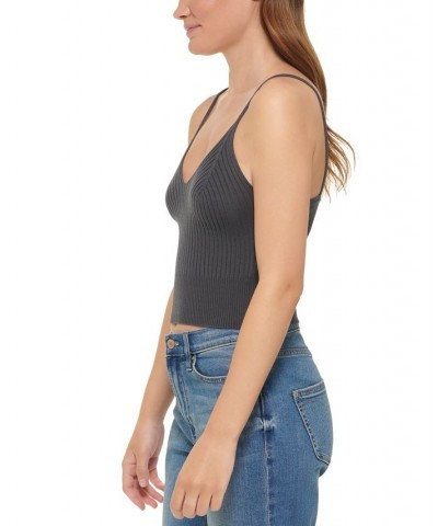 Women's Ribbed Knit Sleeveless Top Brown $16.95 Tops