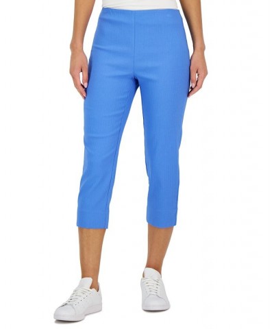 Women's Jacquard Pull-On Capris Pants Blue $18.68 Pants