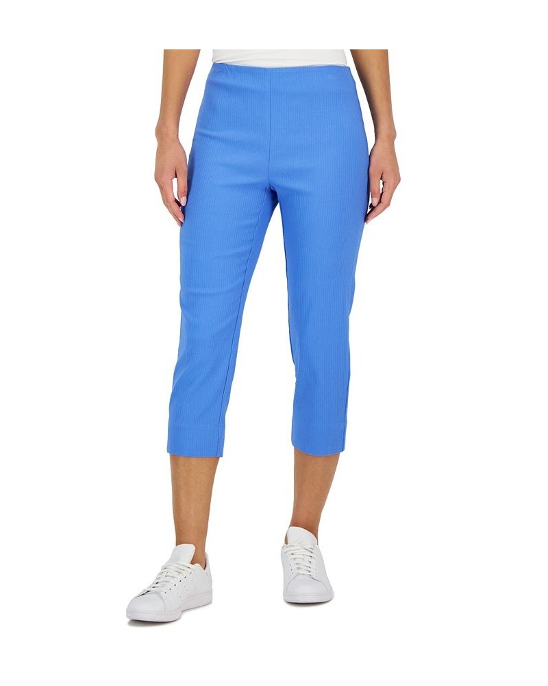 Women's Jacquard Pull-On Capris Pants Blue $18.68 Pants