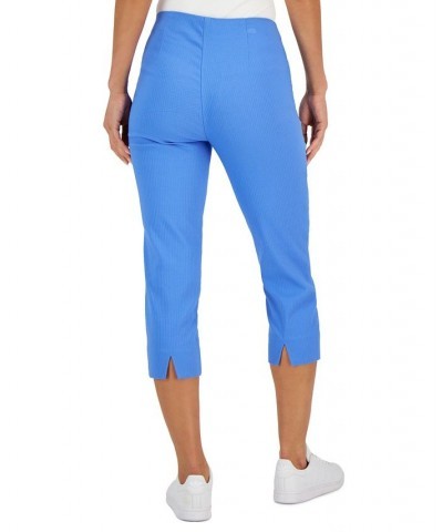 Women's Jacquard Pull-On Capris Pants Blue $18.68 Pants