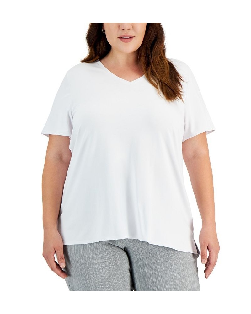 Plus Size V-Neck Top White $11.32 Tops