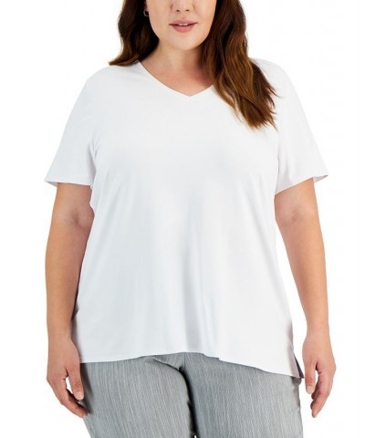 Plus Size V-Neck Top White $11.32 Tops