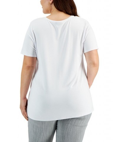 Plus Size V-Neck Top White $11.32 Tops