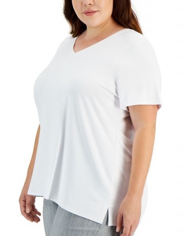 Plus Size V-Neck Top White $11.32 Tops