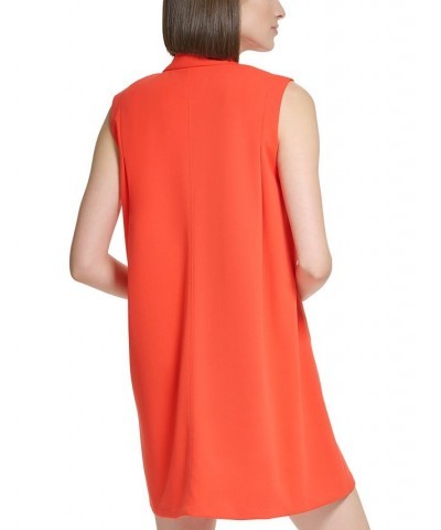 Women's Tie-Neck Sleeveless Shift Dress Orange $54.72 Dresses