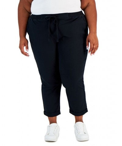 Plus Size Pull-On Cuffed Twill Ankle Pants Black $14.34 Pants