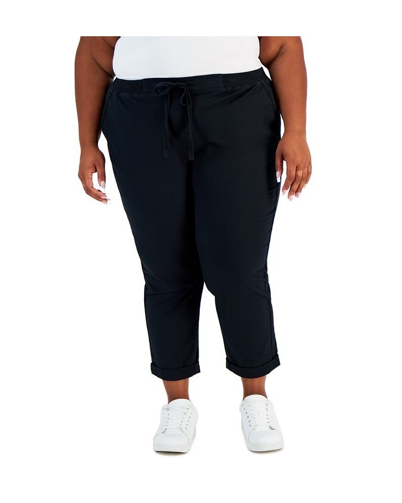 Plus Size Pull-On Cuffed Twill Ankle Pants Black $14.34 Pants