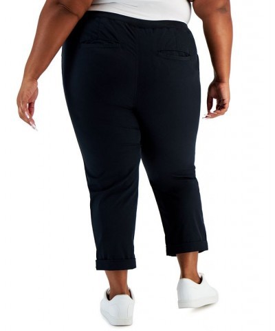 Plus Size Pull-On Cuffed Twill Ankle Pants Black $14.34 Pants