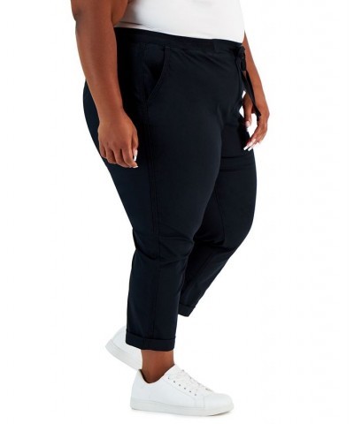 Plus Size Pull-On Cuffed Twill Ankle Pants Black $14.34 Pants