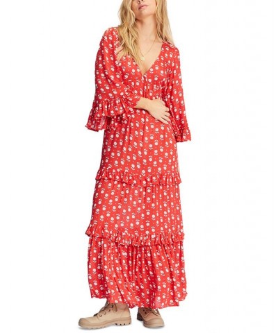 Juniors' Time After Time Tiered Maxi Dress Red Magic $34.99 Dresses