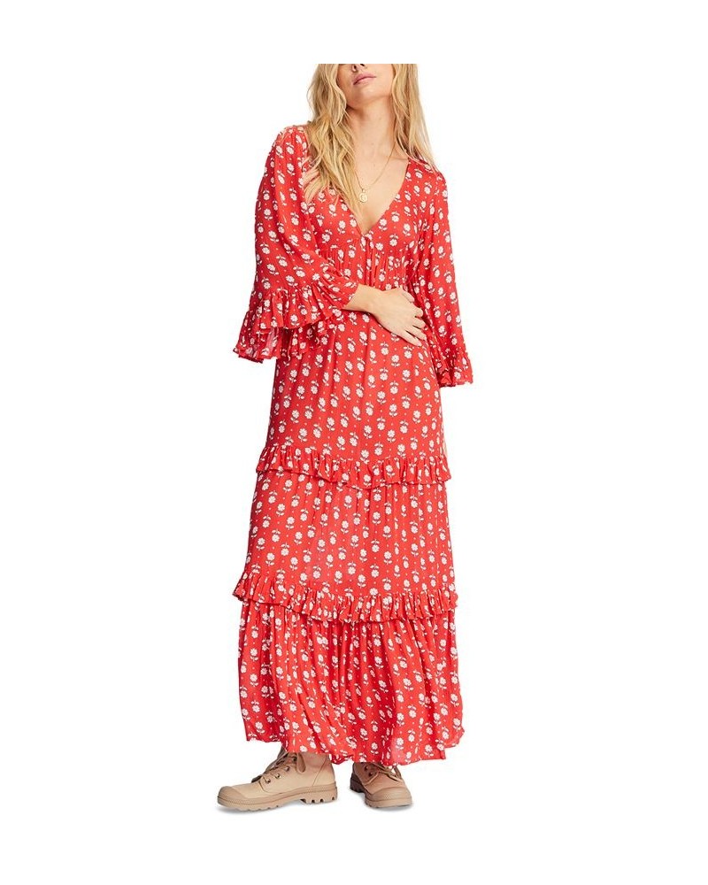 Juniors' Time After Time Tiered Maxi Dress Red Magic $34.99 Dresses