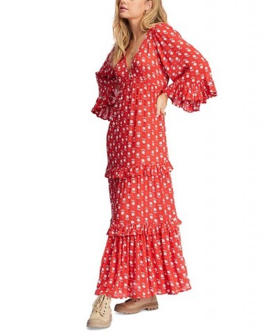 Juniors' Time After Time Tiered Maxi Dress Red Magic $34.99 Dresses