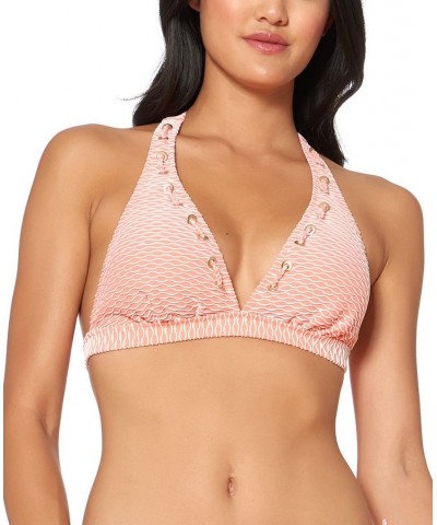 Twiggy Stripe Textured Halter Bikini Top Melon $21.06 Swimsuits