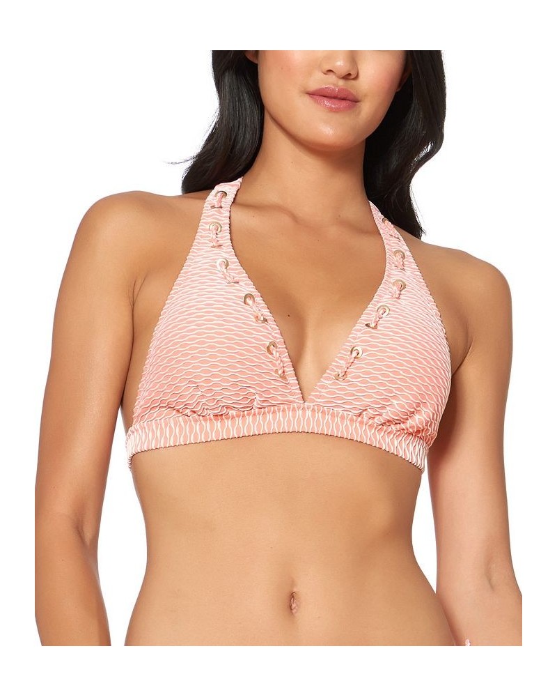 Twiggy Stripe Textured Halter Bikini Top Melon $21.06 Swimsuits