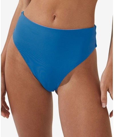 Women's Reversible One-Shoulder Bikini Top & High-Waist Bikini Bottoms Bonnie Blue/Malibu $22.05 Swimsuits