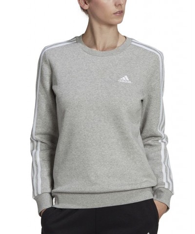 Women's 3-Stripe Cotton Fleece Crewneck Sweatshirt Dark Gray Heather/Wonder Red $18.00 Sweatshirts