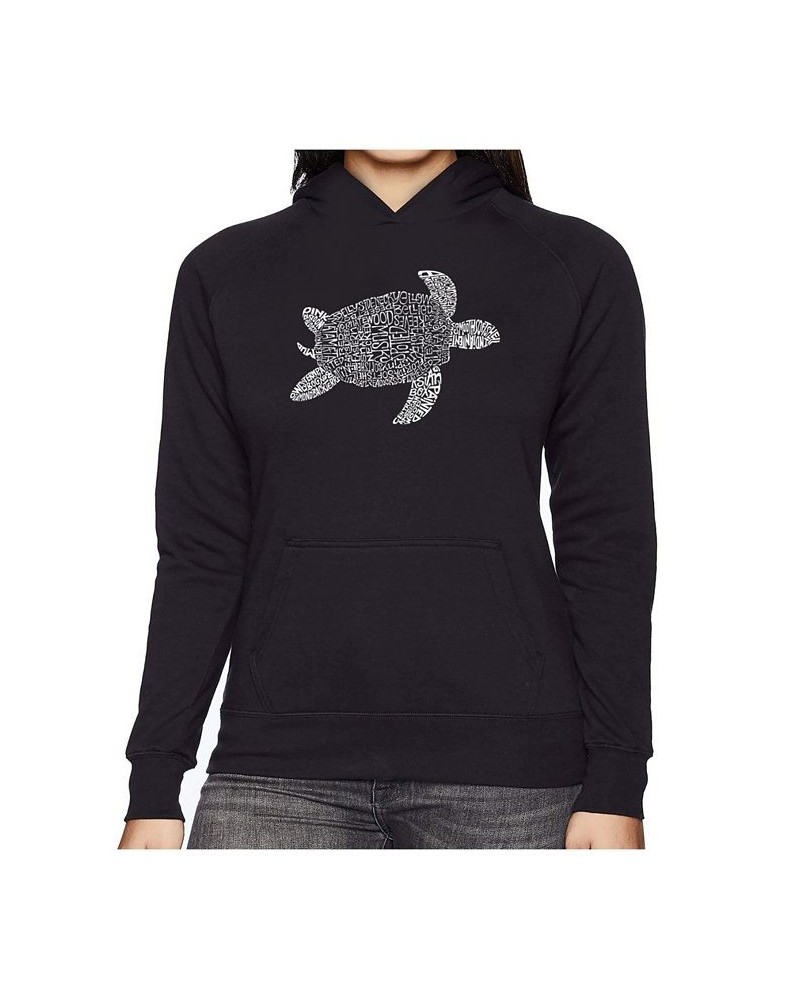 Women's Word Art Hooded Sweatshirt -Turtle Black $35.99 Sweatshirts