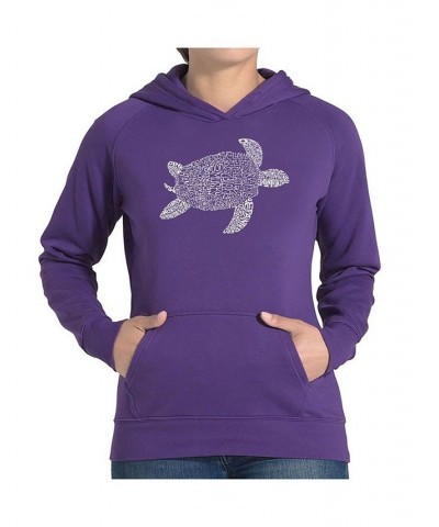 Women's Word Art Hooded Sweatshirt -Turtle Black $35.99 Sweatshirts