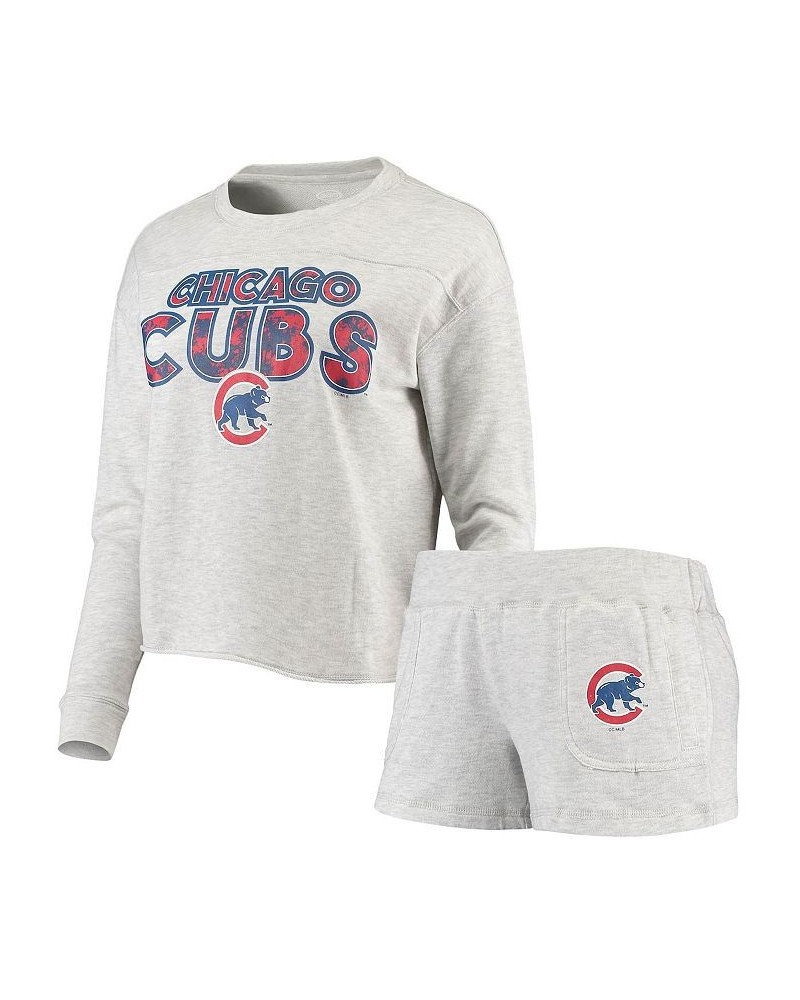 Women's Heathered Gray Chicago Cubs Crossfield Long Sleeve T-shirt and Shorts Sleep Set Heathered Gray $34.09 Pajama