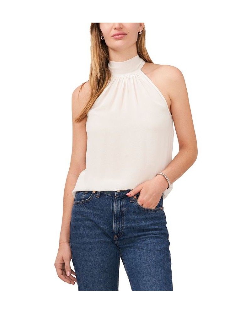 Women's Sleeveless Halter Tie Back Blouse White $37.13 Tops