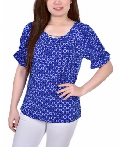 Petite Elbow Cuffed Sleeve Hardware Top Surf The Web Box Coal $15.19 Tops