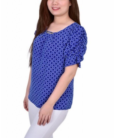 Petite Elbow Cuffed Sleeve Hardware Top Surf The Web Box Coal $15.19 Tops