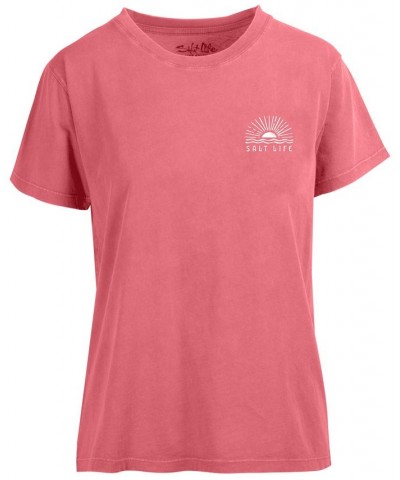 Women's Radiating Sun Cotton Short-Sleeve T-Shirt Pink Punch $22.68 Tops