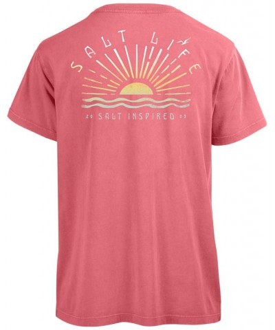 Women's Radiating Sun Cotton Short-Sleeve T-Shirt Pink Punch $22.68 Tops