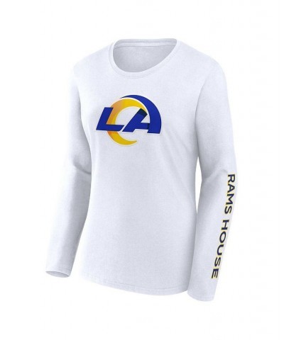 Women's Branded Royal White Los Angeles Rams Short and Long Sleeve T-shirt Combo Pack Blue $29.63 Tops