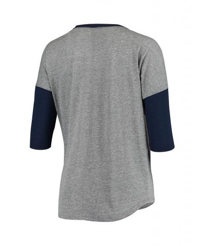 Women's Heathered Gray and Navy Seattle Seahawks Extra Point Half-Sleeve T-shirt Heathered Gray, Navy $22.56 Tops