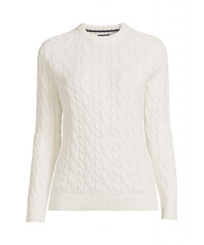 Women's Plus Size Cotton Drifter Cable Crew Neck Sweater Ivory $39.82 Sweaters