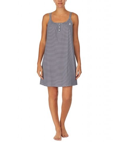 Cotton Knit Double-Strap Nightgown Dark blue / Stripe $31.27 Sleepwear