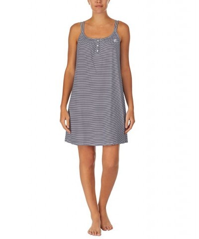 Cotton Knit Double-Strap Nightgown Dark blue / Stripe $31.27 Sleepwear