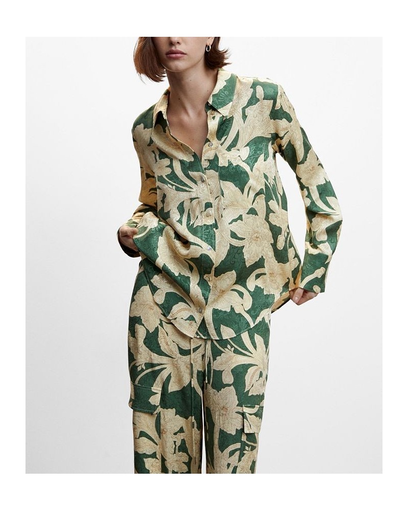 Women's Floral Print Shirt Green $36.00 Tops