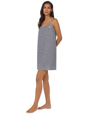 Cotton Knit Double-Strap Nightgown Dark blue / Stripe $31.27 Sleepwear