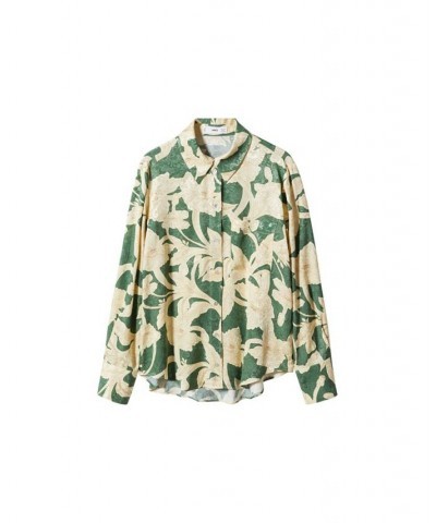 Women's Floral Print Shirt Green $36.00 Tops