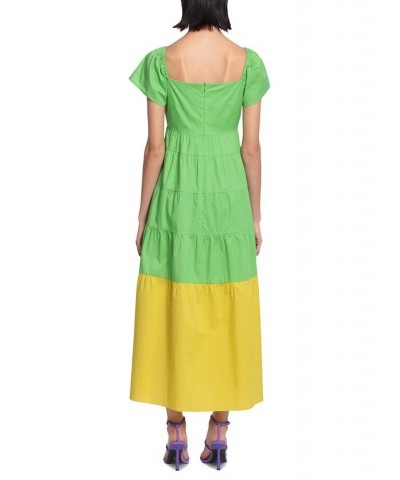 Colorblocked Tiered Maxi Dress Bud Green/yellow $68.88 Dresses