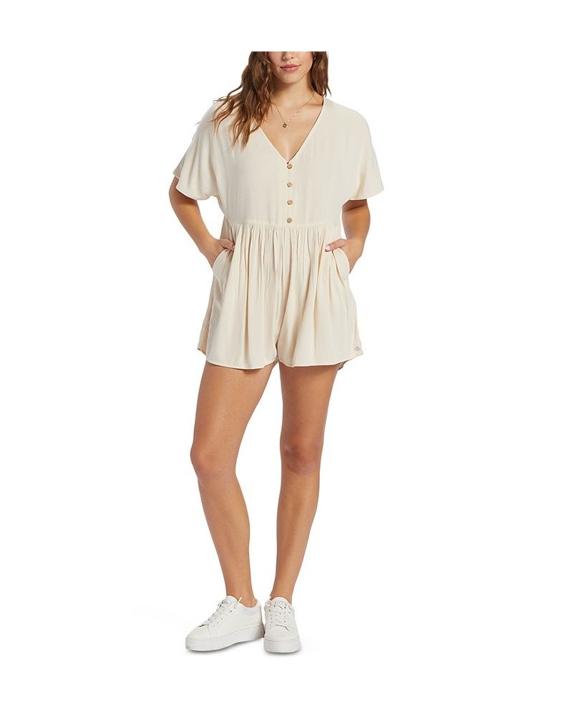 Juniors' Endless Journey V-Neck Short-Sleeve Romper Tapioca $31.02 Shorts