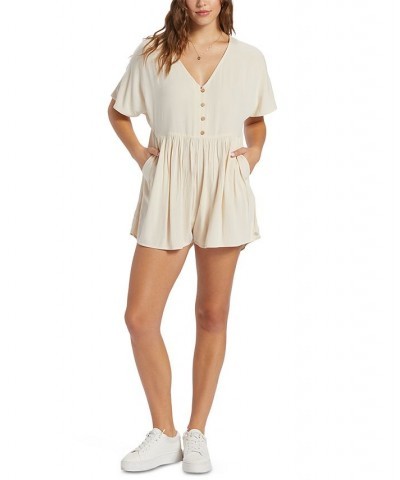 Juniors' Endless Journey V-Neck Short-Sleeve Romper Tapioca $31.02 Shorts