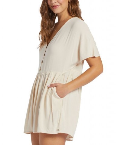 Juniors' Endless Journey V-Neck Short-Sleeve Romper Tapioca $31.02 Shorts